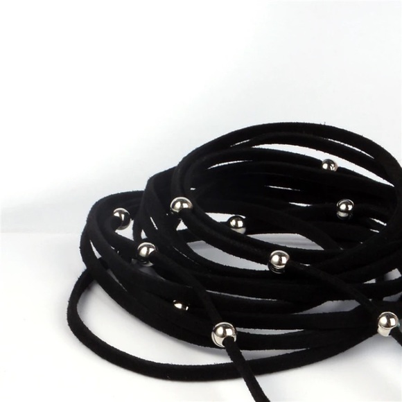 New! Bohemian Beaded Black Cord Choker - Picture 3 of 9